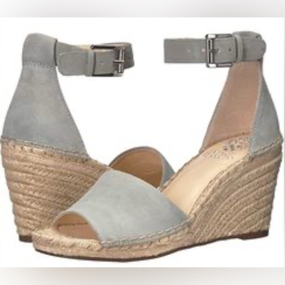 Vince Camutto Leera Espadrille Wedge Leather Light Sage Green Ankle Strap Size 8 - Picture 5 of 5